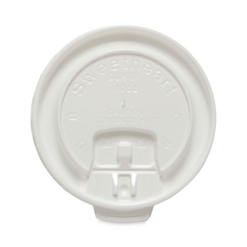 Image of Solo® Lift Back And Lock Tab Cup Lids For Foam Cups, Fits 10 Oz Trophy Cups, White, 2,000/Carton