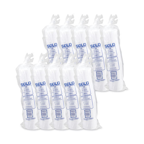 Image of Solo® Lift Back And Lock Tab Lids For Paper Cups, Fits 10 Oz To 24 Oz Cups, White, 100/Sleeve, 10 Sleeves/Carton