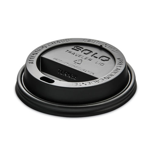 SOLO® Traveler Cappuccino Style Dome Lid, Fits 8 oz Cups, Black, 1,000/Carton