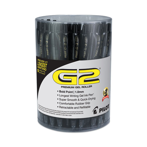 Image of Pilot® G2 Premium Gel Pen Convenience Pack, Retractable, Bold 1 Mm, Black Ink, Smoke Barrel, 36/Pack