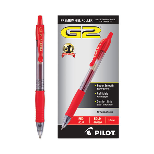 G2 Premium Gel Pen, Retractable, Bold 1 mm, Red Ink, Smoke/Red Barrel, Dozen
