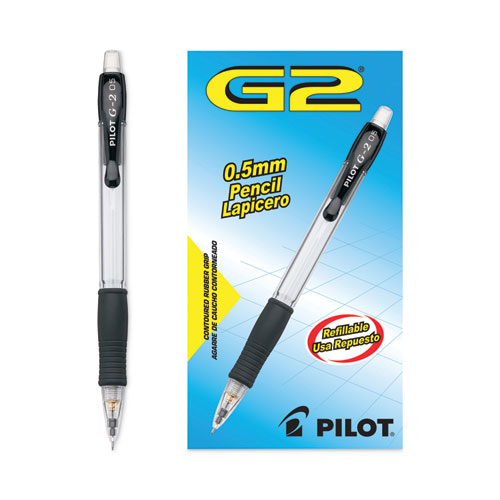 Image of Pilot® G2 Mechanical Pencil, 0.5 Mm, Hb (#2.5), Black Lead, Clear/Black Accents Barrel, Dozen