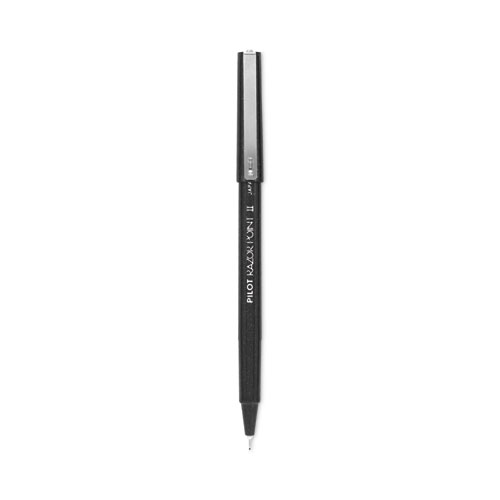 Image of Pilot® Razor Point Ii Super Fine Line Porous Point Pen, Stick, Extra-Fine 0.2 Mm, Black Ink, Black Barrel, Dozen