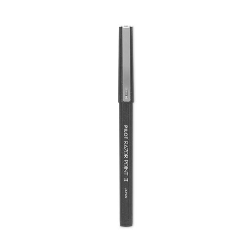 Razor Point II Super Fine Line Porous Point Pen, Stick, Ultra-Fine 0.2 mm, Black Ink, Black Barrel, Dozen