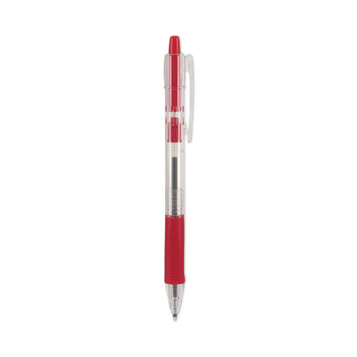 Image of Pilot® Easytouch Ballpoint Pen, Retractable, Fine 0.7 Mm, Red Ink, Clear Barrel, Dozen