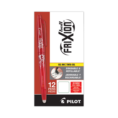 Image of Pilot® Frixion Ball Erasable Gel Pen, Stick, Fine 0.7 Mm, Red Ink, Red Barrel