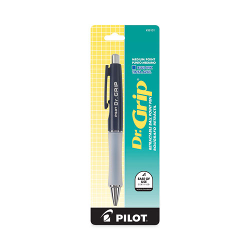 Image of Pilot® Dr. Grip Ballpoint Pen, Retractable, Medium 1 Mm, Blue Ink, Navy Barrel