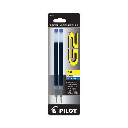 Image of Pilot® Refill For Pilot B2P, Dr Grip, G2, G6, Mr Metropolitan, Precise Begreen And Q7 Gel Pens, Fine Tip, Blue Ink, 2/Pack
