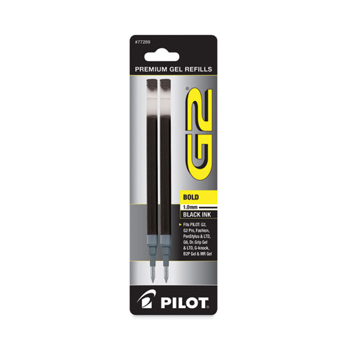 Image of Pilot® Refill For Pilot G2 Gel Ink Pens, Bold Conical Tip, Black Ink, 2/Pack
