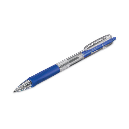 Image of Pilot® Easytouch Ballpoint Pen, Retractable, Medium 1 Mm, Blue Ink, Clear Barrel, Dozen