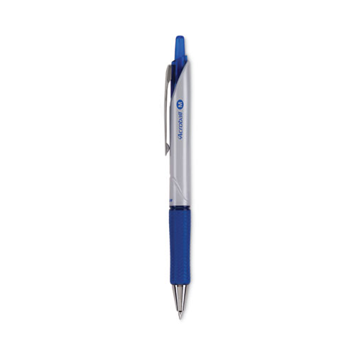 Pilot® Acroball Pro Advanced Ink Ballpoint Pen, Retractable, Medium 1 Mm, Blue Ink, Silver Barrel, Dozen