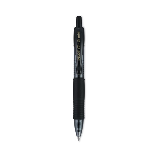 Pilot® G2 Mini Gel Pen, Retractable, Fine 0.7 mm, Black Ink, Smoke/Black Barrel, 4/Pack