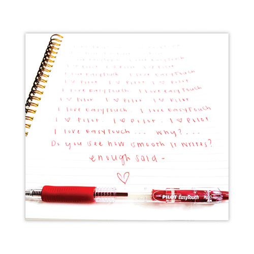 Image of Pilot® Easytouch Ballpoint Pen, Retractable, Medium 1 Mm, Red Ink, Clear Barrel, Dozen