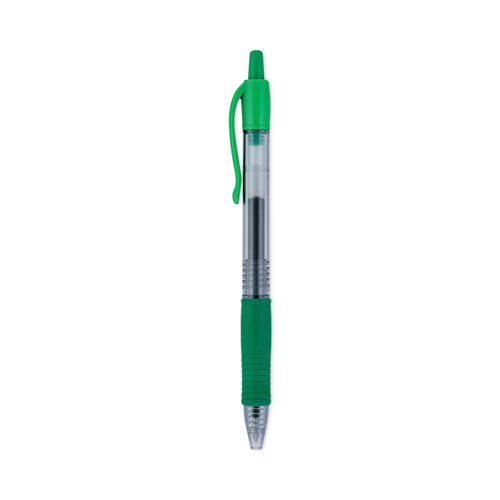 Image of Pilot® G2 Premium Gel Pen, Retractable, Fine 0.7 Mm, Green Ink, Smoke Barrel, Dozen