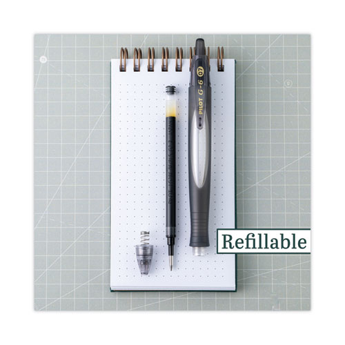 Image of Pilot® G6 Gel Pen, Retractable, Fine 0.7 Mm, Black Ink, Black Barrel