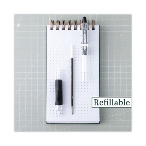 Image of Pilot® Easytouch Ballpoint Pen, Retractable, Medium 1 Mm, Black Ink, Clear Barrel, Dozen