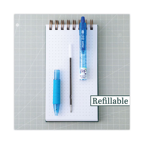 Image of Pilot® B2P Bottle-2-Pen Recycled Ballpoint Pen, Retractable, Fine 0.7 Mm, Blue Ink, Translucent Blue Barrel, Dozen
