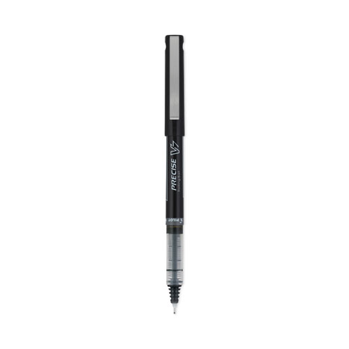 Precise V7 Roller Ball Pen, Stick, Fine 0.7 mm, Black Ink, Black/Clear Barrel, Dozen