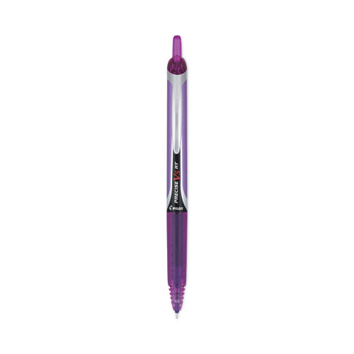 Pilot® Precise V5Rt Roller Ball Pen, Retractable, Extra-Fine 0.5 Mm, Purple Ink, Purple Barrel