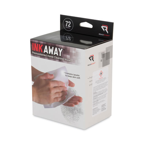Ink Away Hand Cleaning Pads, Cloth, 5 x 7, White, 72/Pack