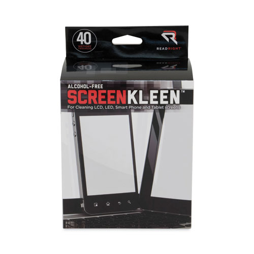 ScreenKleen Alcohol-Free Wet Wipes, Cloth, 5 x 5, Unscented, 40/Box