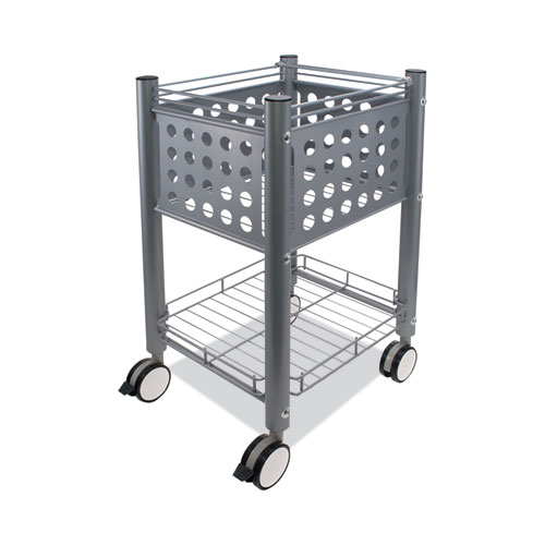 Vertiflex® Sidekick File Cart, Metal, 1 Shelf, 1 Bin, 13.75" X 15.5" X 26.25", Matte Gray