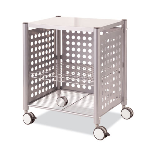 Three-Shelf Wire Cart with Liners, Metal, 3 Shelves, 600 lb