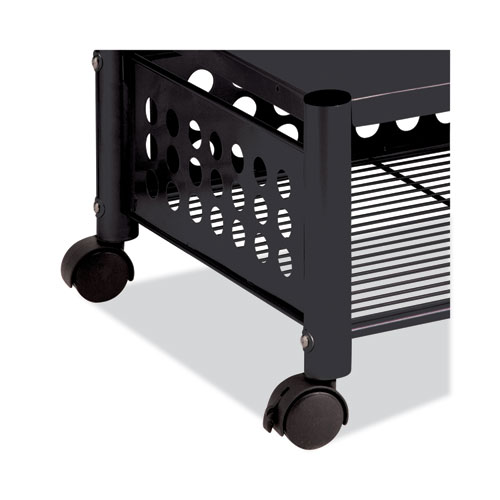 Underdesk Machine Stand, Metal, 2 Shelves, 90 lb Capacity, 21.5" x 17.88" x 11.5", Black