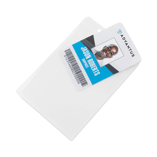 Image of Advantus Pvc-Free Badge Holders, Vertical, Clear 3.5" X 5.13" Holder, 3.13" X 4.13" Insert, 50/Pack