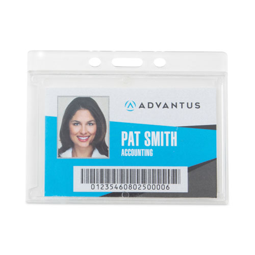 Image of Advantus Frosted One-Card Rigid Badge Holders, Horizontal, Frosted 3.68" X 2.75" Holder, 3.38" X 2.13" Insert, 25/Box