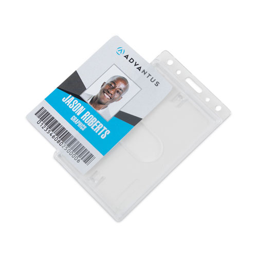 Image of Advantus Frosted Two-Card Rigid Badge Holders, Vertical, Frosted 2.5" X 4.13" Holder, 2.13" X 3.38" Insert, 25/Box