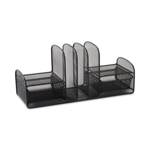Onyx Mesh Desk Organizer with Two Horizontal and Six Upright