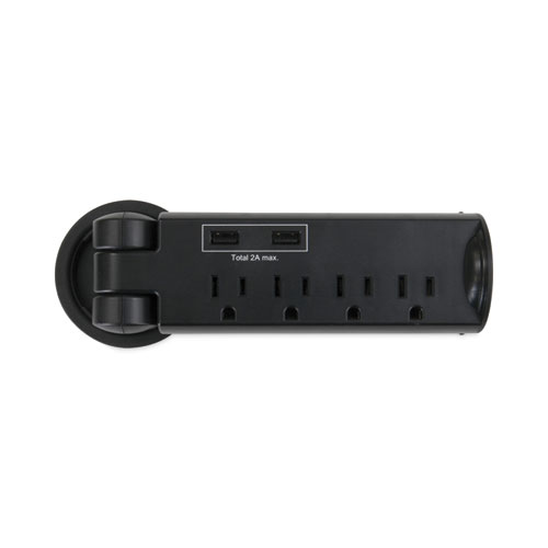 Image of Safco® Pull-Up Power Module, 4 Outlets, 2 Usb Ports, 8 Ft Cord, Black
