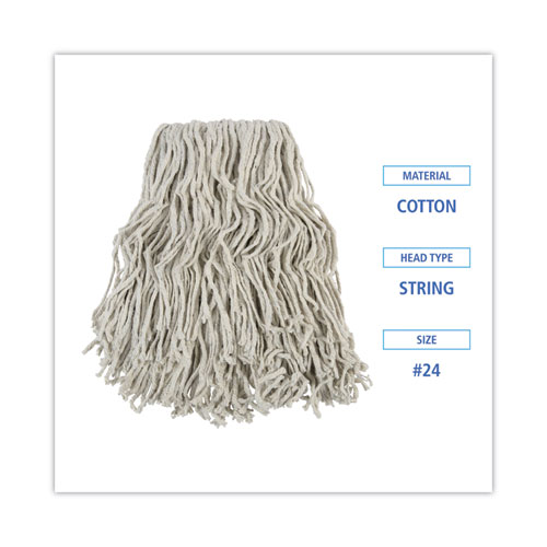 Image of Boardwalk® Banded Cotton Mop Head, #24, White, 12/Carton