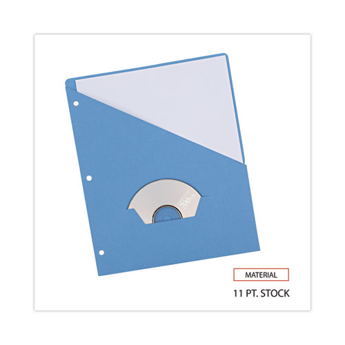 Image of Universal® Slash-Cut Pockets For Three-Ring Binders, Jacket, Letter, 11 Pt., Blue, 10/Pack