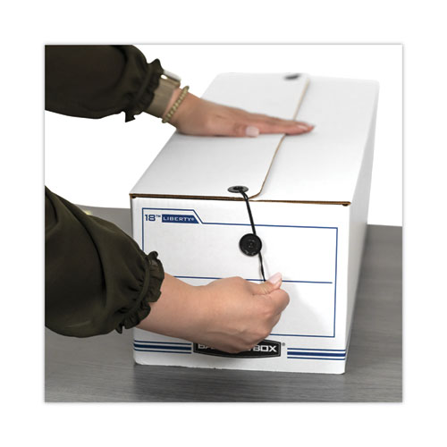Image of Bankers Box® Liberty Check And Form Boxes, 9.75" X 23.75" X 6.25", White/Blue, 12/Carton