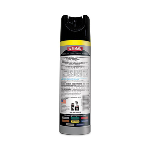 Image of Weiman® Stainless Steel Cleaner And Polish, 17 Oz Aerosol Spray