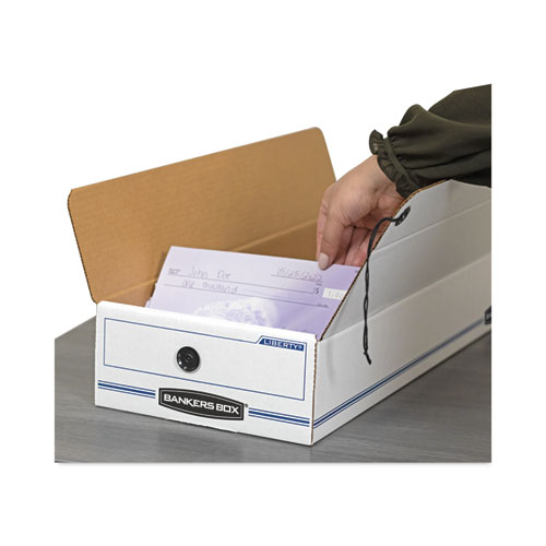 Image of Bankers Box® Liberty Check And Form Boxes, 9.25" X 23.75" X 4.25", White/Blue, 12/Carton