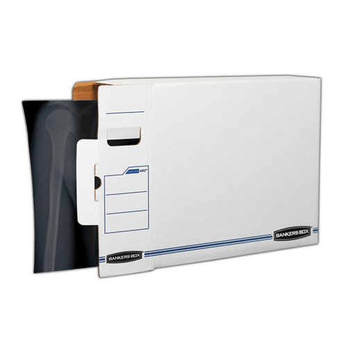 Image of Bankers Box® X-Ray Storage Boxes, 5" X 18.75" X 14.88", White/Blue, 6/Carton