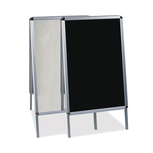 Wet Erase Board, Double Sided, 23 x 33, 42" Tall, Black Surface, Silver Aluminum Frame