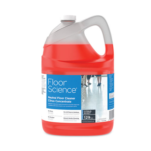 Floor Science Neutral Floor Cleaner Concentrate, Citrus Scent, 1 gal, 4/Carton