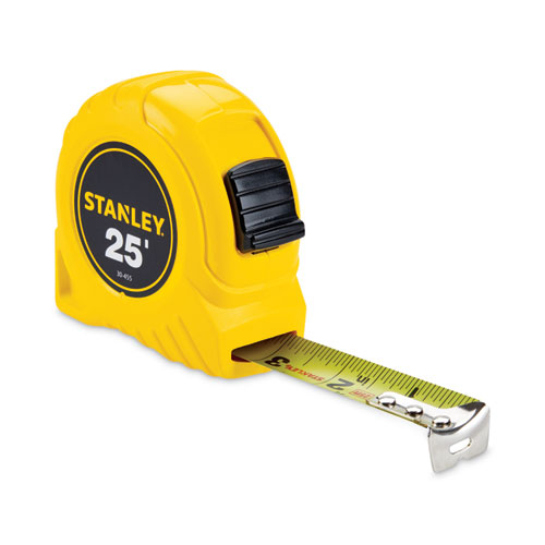 Power Return Tape Measure, Plastic Case, 1" x 2 5ft, Yellow
