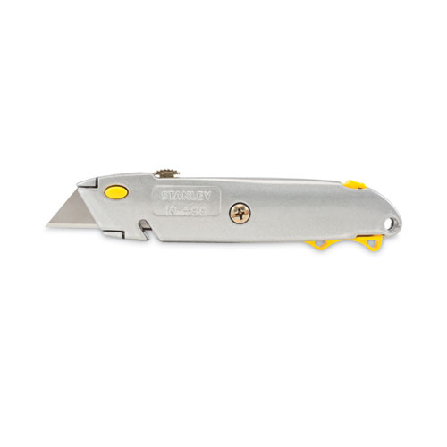 Image of Quick-Change Utility Knife with Retractable Blade and Twine Cutter, 6" Metal Handle, Gray