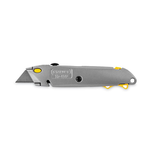 Image of Stanley® Quick-Change Utility Knife With Retractable Blade And Twine Cutter, 6" Metal Handle, Gray