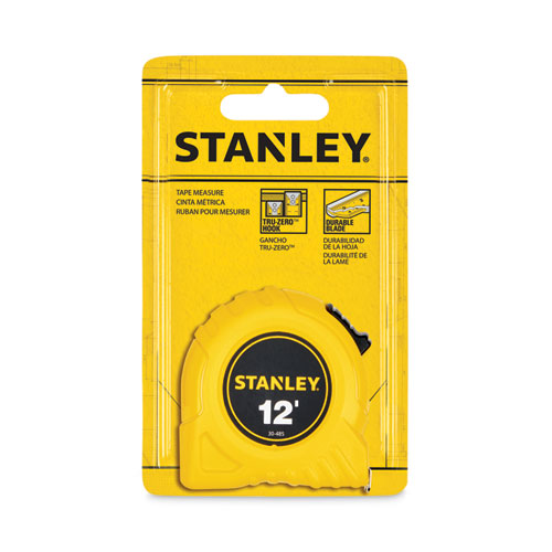 Image of Stanley Bostitch® Power Return Tape Measure W/Belt Clip, 0. 12Ft, Yellow
