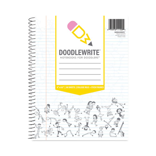 DoodleWrite Notebooks, 1-Subject, Medium/College Rule, White Cover, (60) Sheets, 24/Carton, Ships in 4-6 Business Days