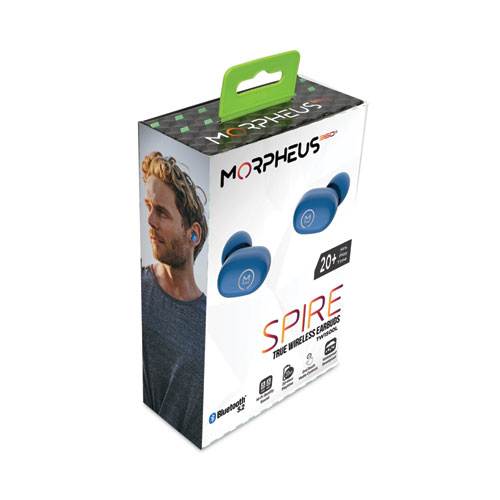 Image of Morpheus 360® Spire True Wireless Earbuds Bluetooth In-Ear Headphones With Microphone, Island Blue
