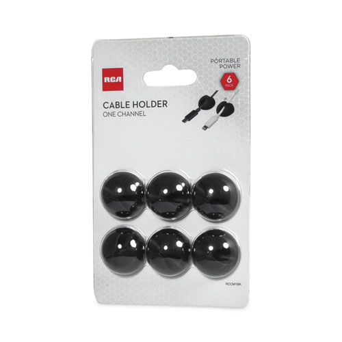 Image of One Channel Cable Holder, 1" x 1", Black, 6/Pack