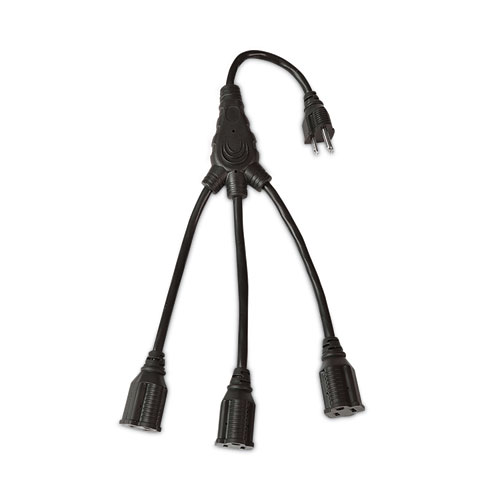Three-Outlet Cord Splitter, 18", 13 A, Black
