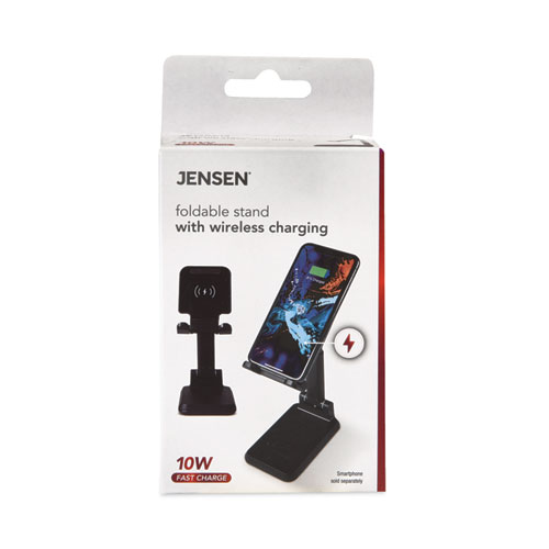 Jensen® Foldable Stand With Wireless Charging, Black